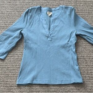 Anthropologie Light Blue V-Neck Blouse